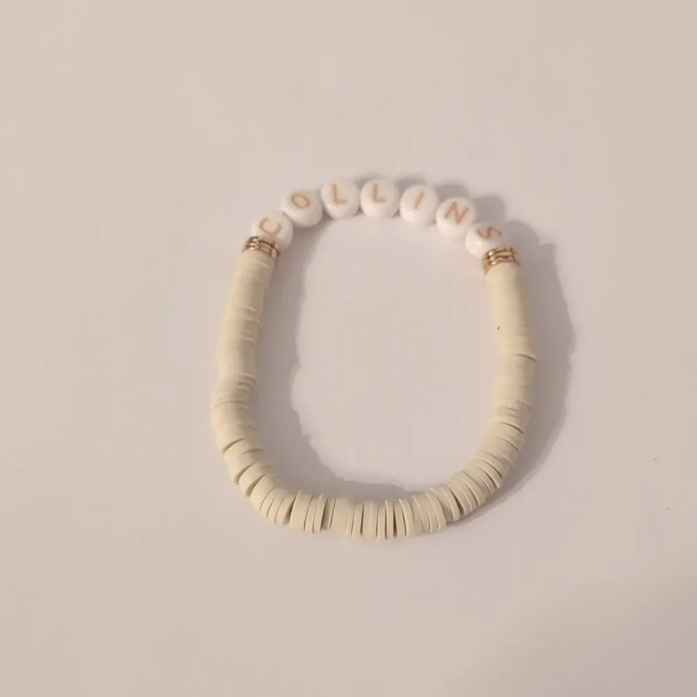 557 Cream and Gold Heishi Beaded Bracelet with COLLINS Beads‎